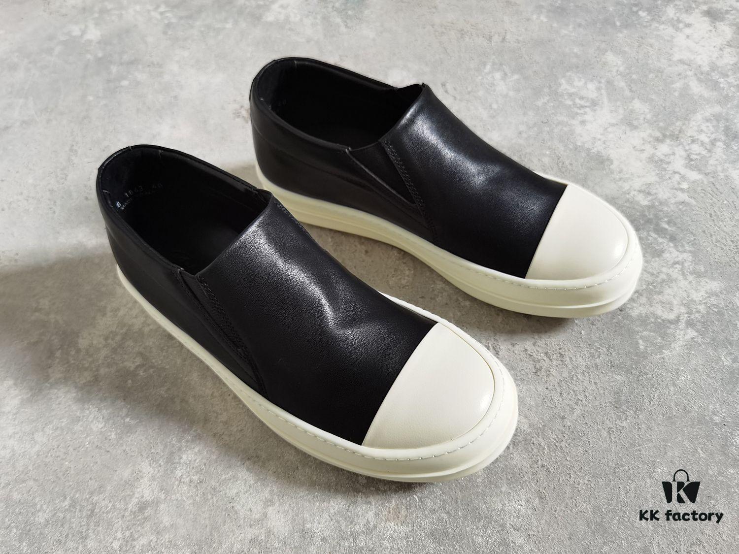 Rick Owens Style Slip-on Leather Sneakers with Oversized Frame