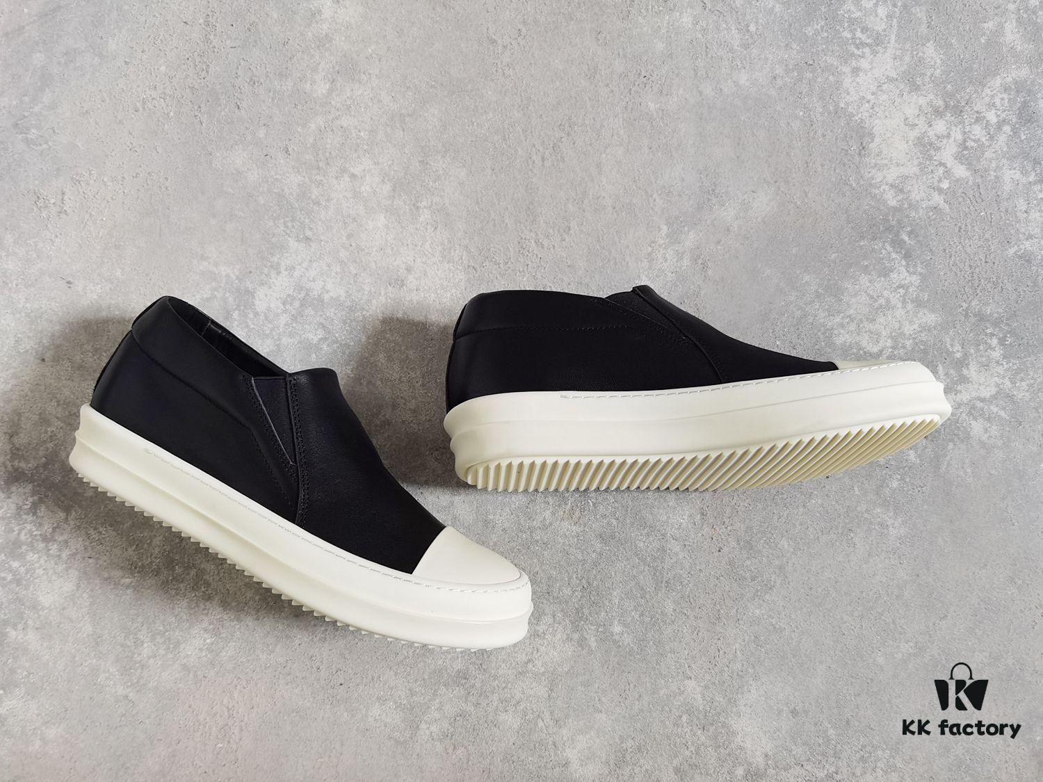 Rick Owens Style Slip-on Leather Sneakers with Oversized Frame