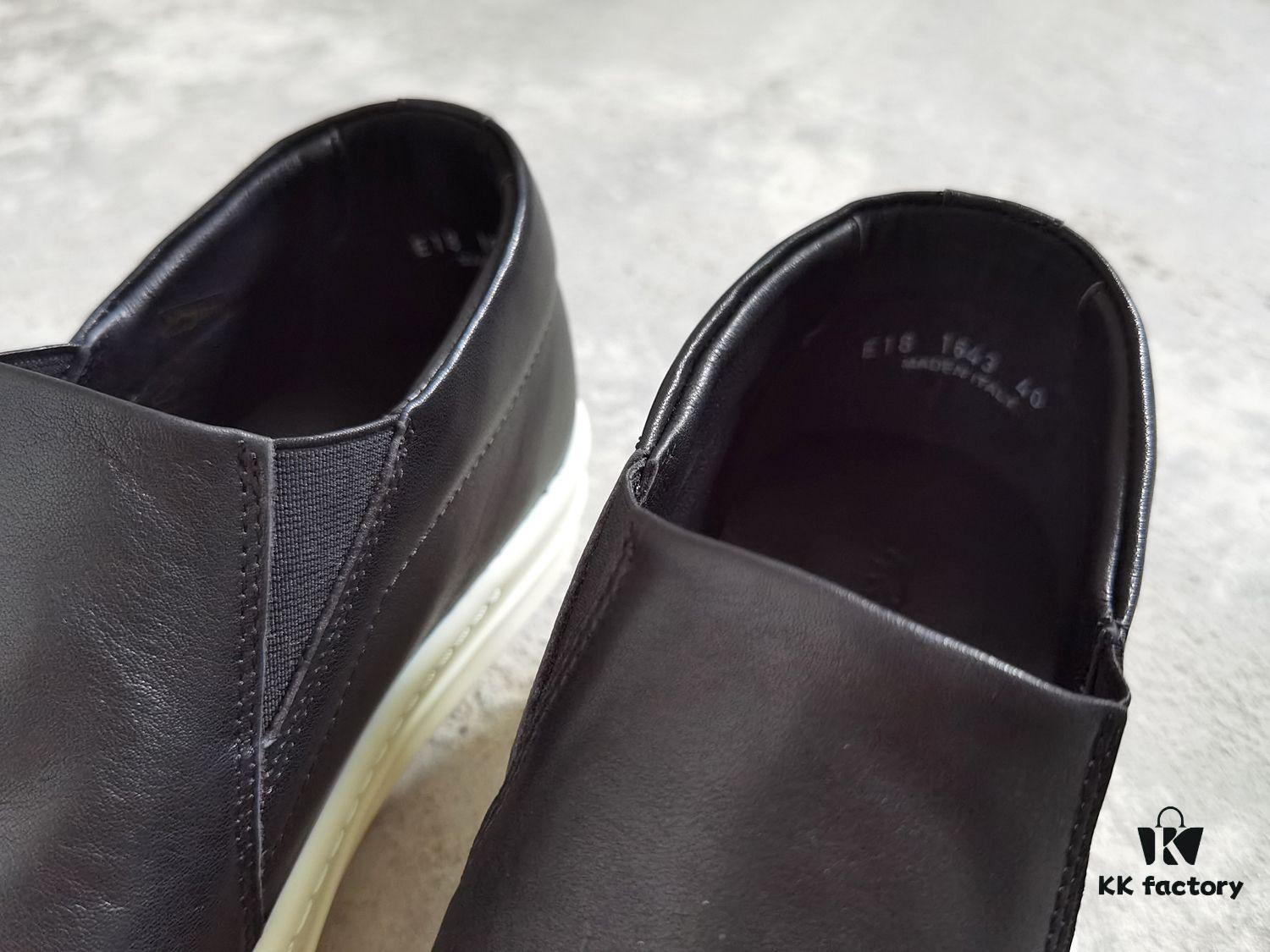 Rick Owens Style Slip-on Leather Sneakers with Oversized Frame