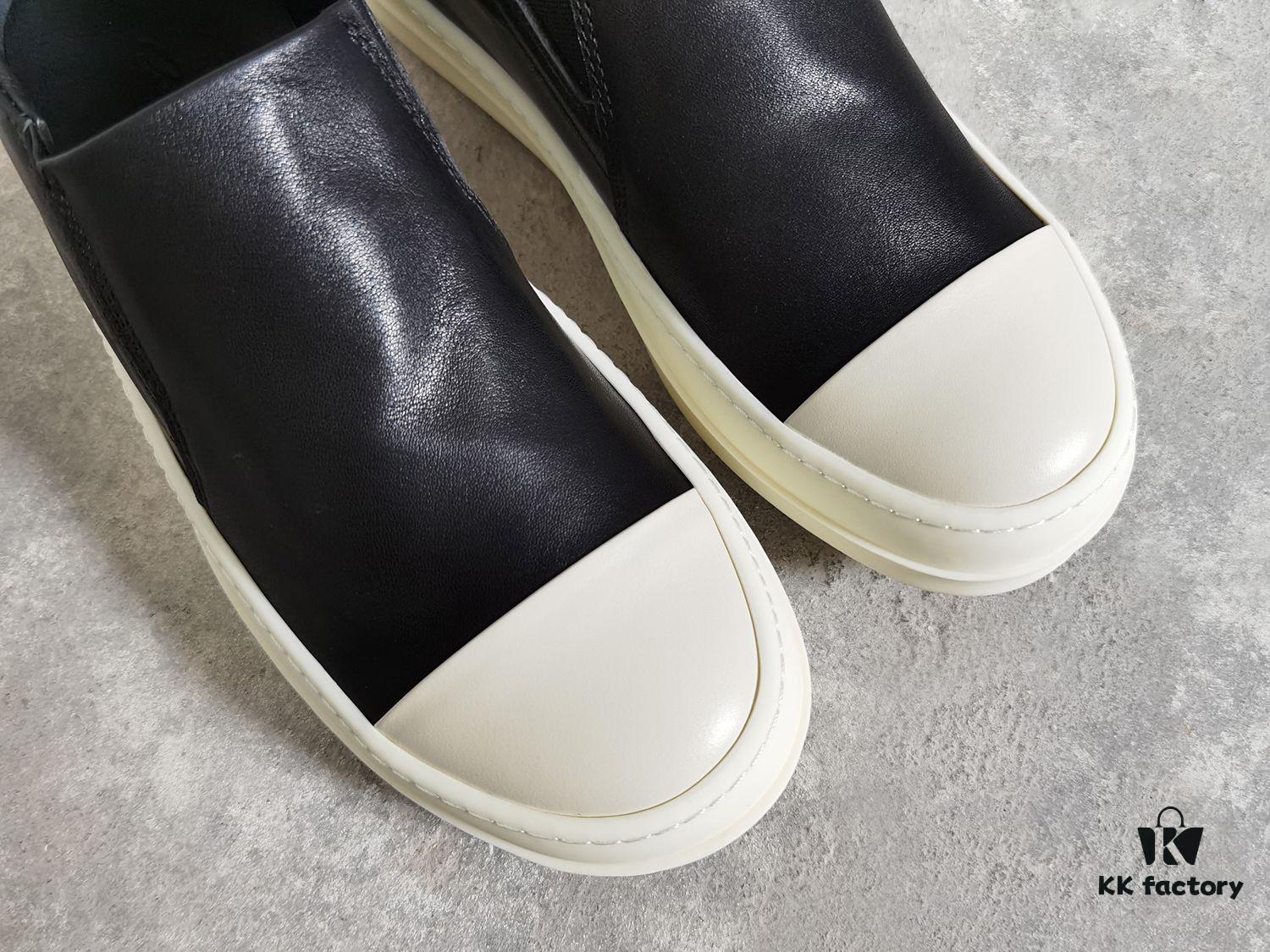 Rick Owens Style Slip-on Leather Sneakers with Oversized Frame