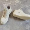 Top-tier Rick Owens Style All-white Leather Low-top Lace-up Shoes