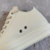 Top-tier Rick Owens Style All-white Leather Low-top Lace-up Shoes