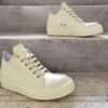 Top-tier Rick Owens Style All-white Leather Low-top Lace-up Shoes