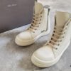 Rick Owens White Full-Grain Calfskin High-Top Lace-Up Converse Style