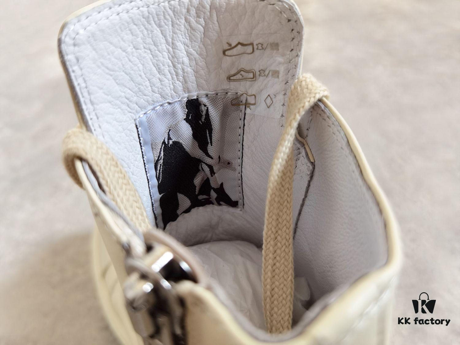 Rick Owens White Full-Grain Calfskin High-Top Lace-Up Converse Style