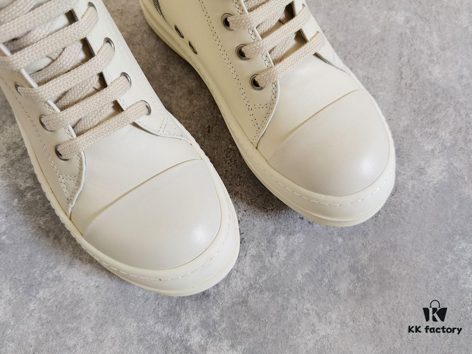 Rick Owens White Full-Grain Calfskin High-Top Lace-Up Converse Style