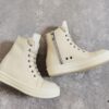 Rick Owens White Full-Grain Calfskin High-Top Lace-Up Converse Style