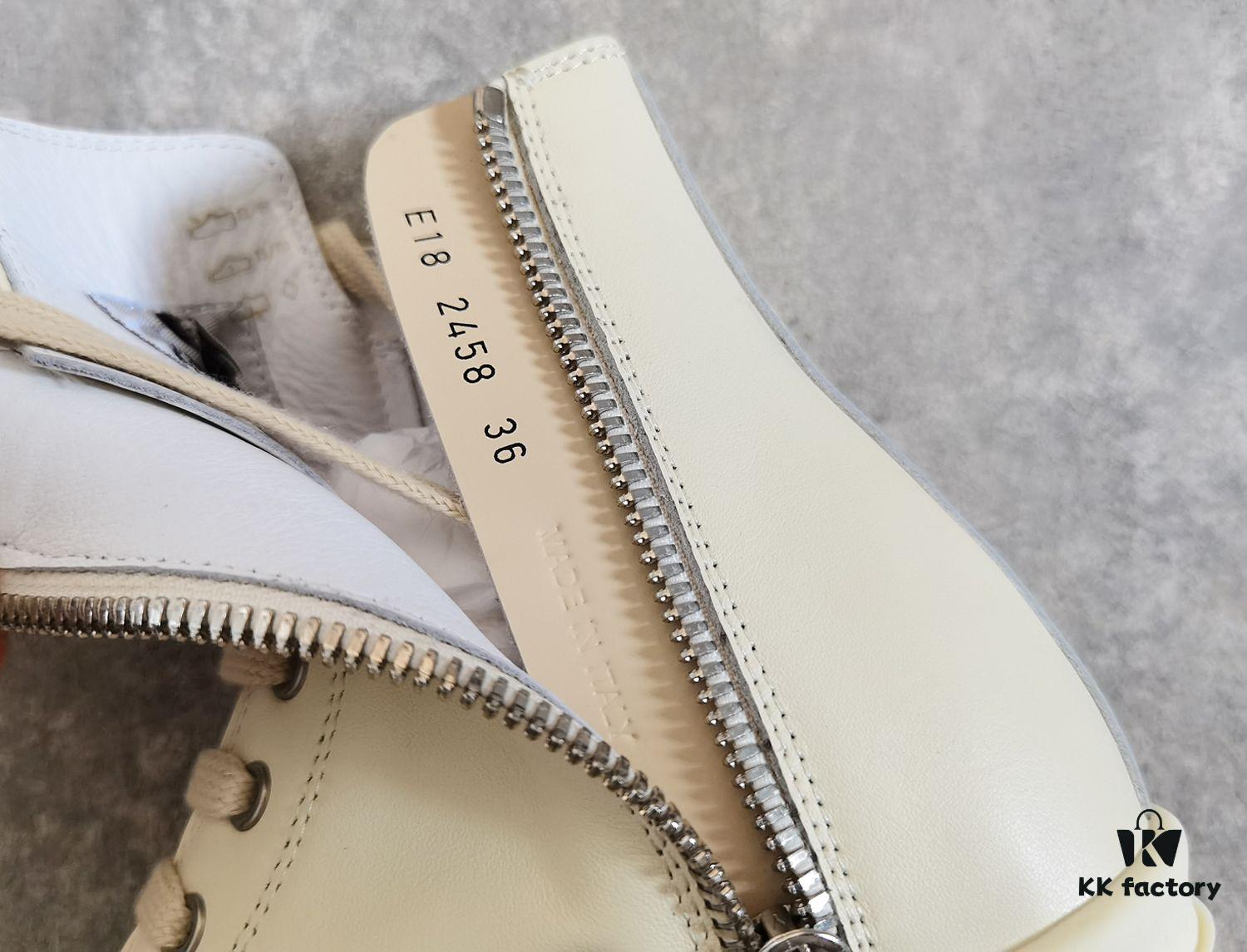 Rick Owens White Full-Grain Calfskin High-Top Lace-Up Converse Style