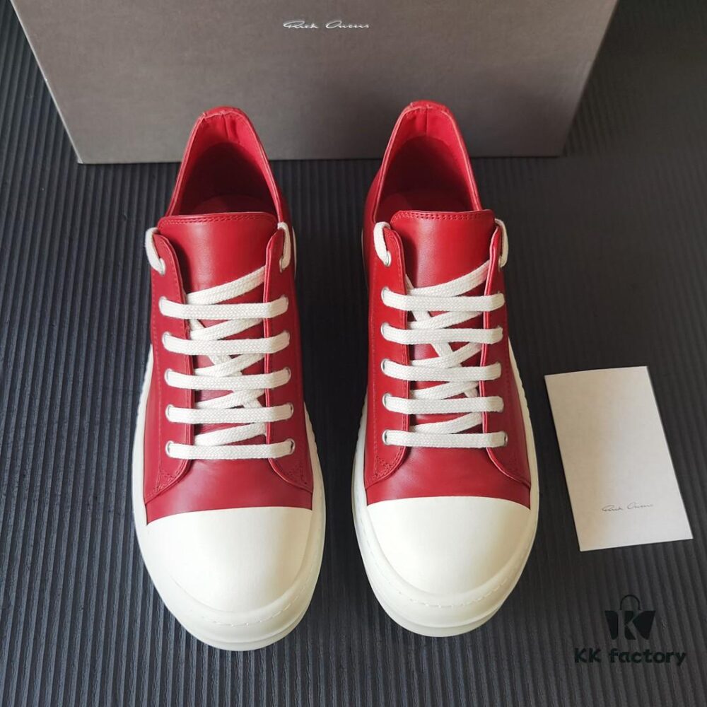 Rick Owens Deep Crimson Leather Low-top Shoes