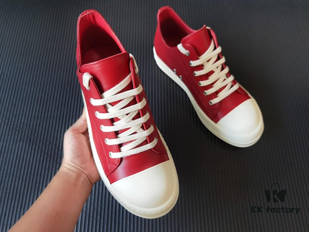 Rick Owens Deep Crimson Leather Low-top Shoes