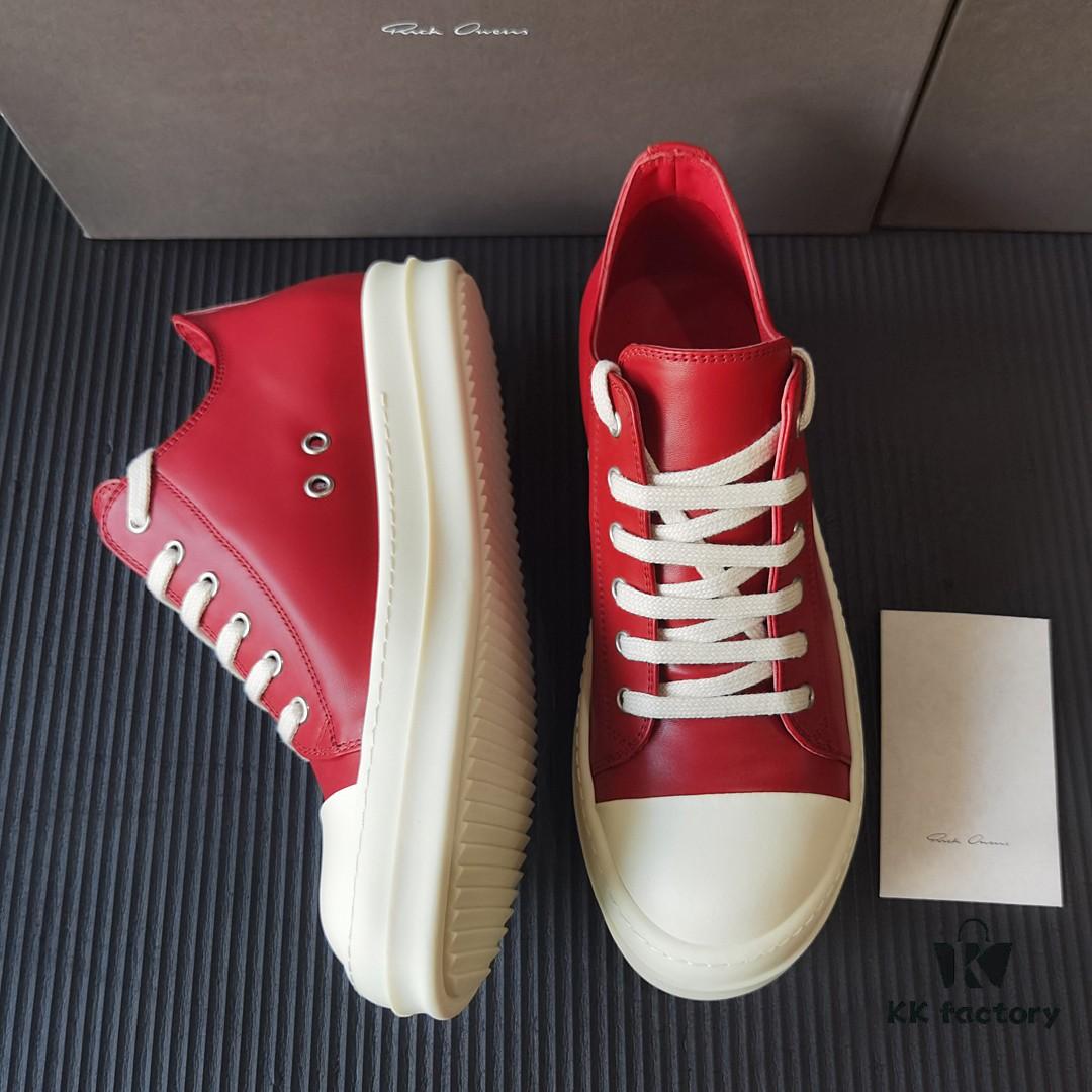 Rick Owens Deep Crimson Leather Low-top Shoes