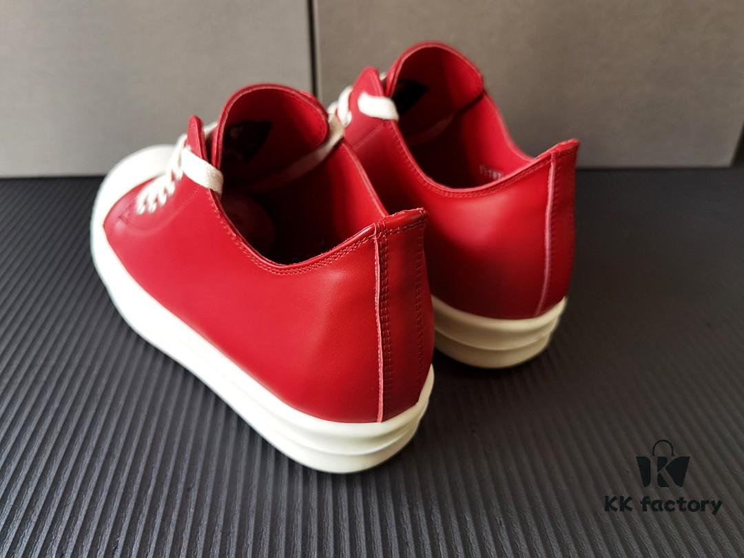 Rick Owens Deep Crimson Leather Low-top Shoes