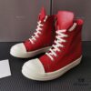 Rick Owens Deep Crimson Leather High-Top Converse Style Shoes