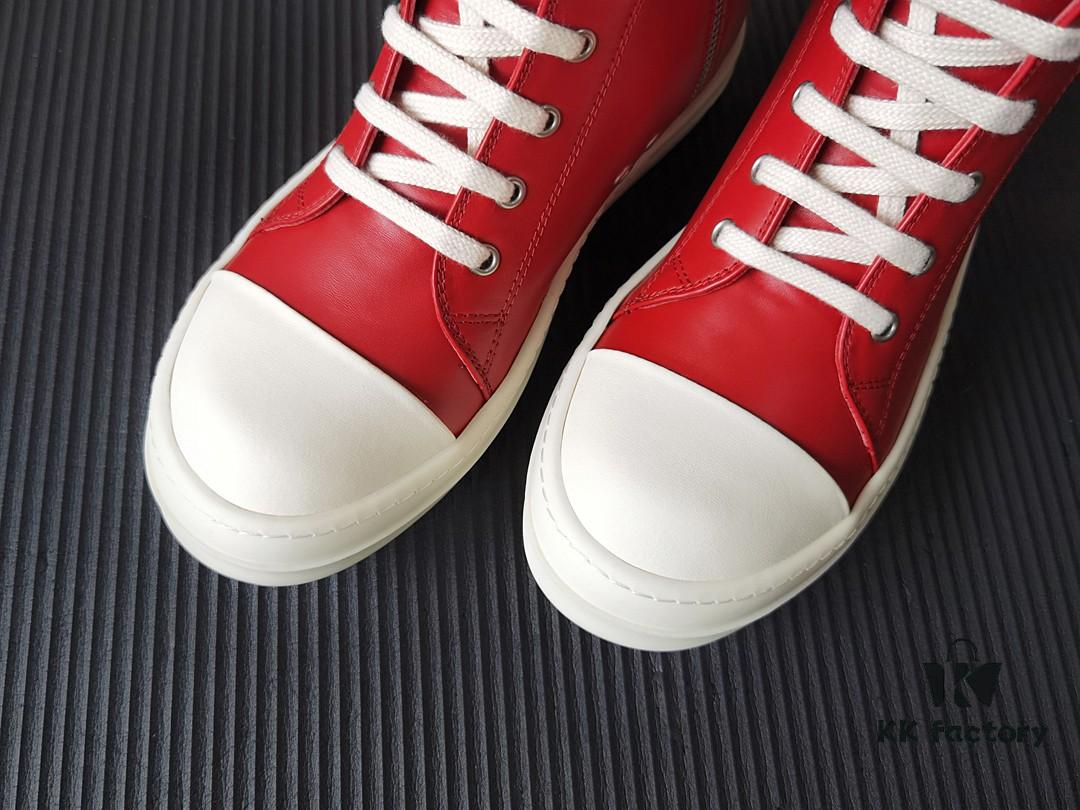 Rick Owens Deep Crimson Leather High-Top Converse Style Shoes