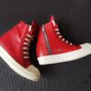 Rick Owens Deep Crimson Leather High-Top Converse Style Shoes