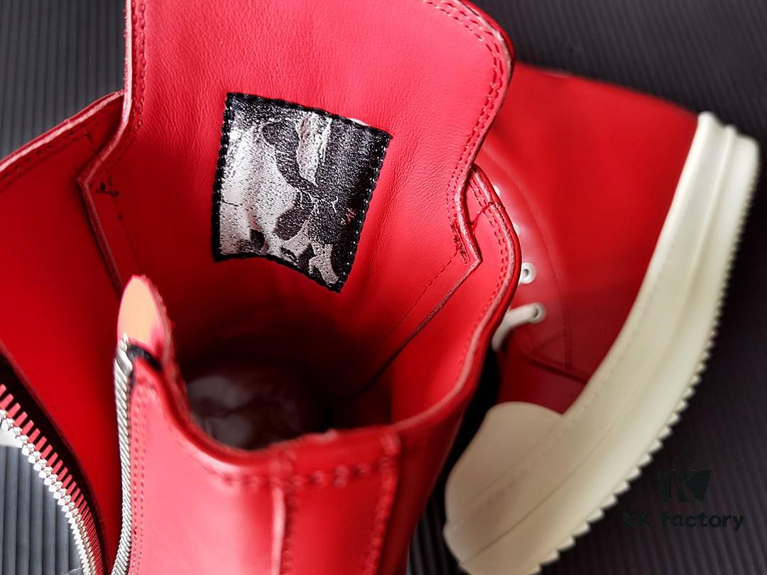 Rick Owens Deep Crimson Leather High-Top Converse Style Shoes