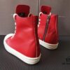 Rick Owens Deep Crimson Leather High-Top Converse Style Shoes