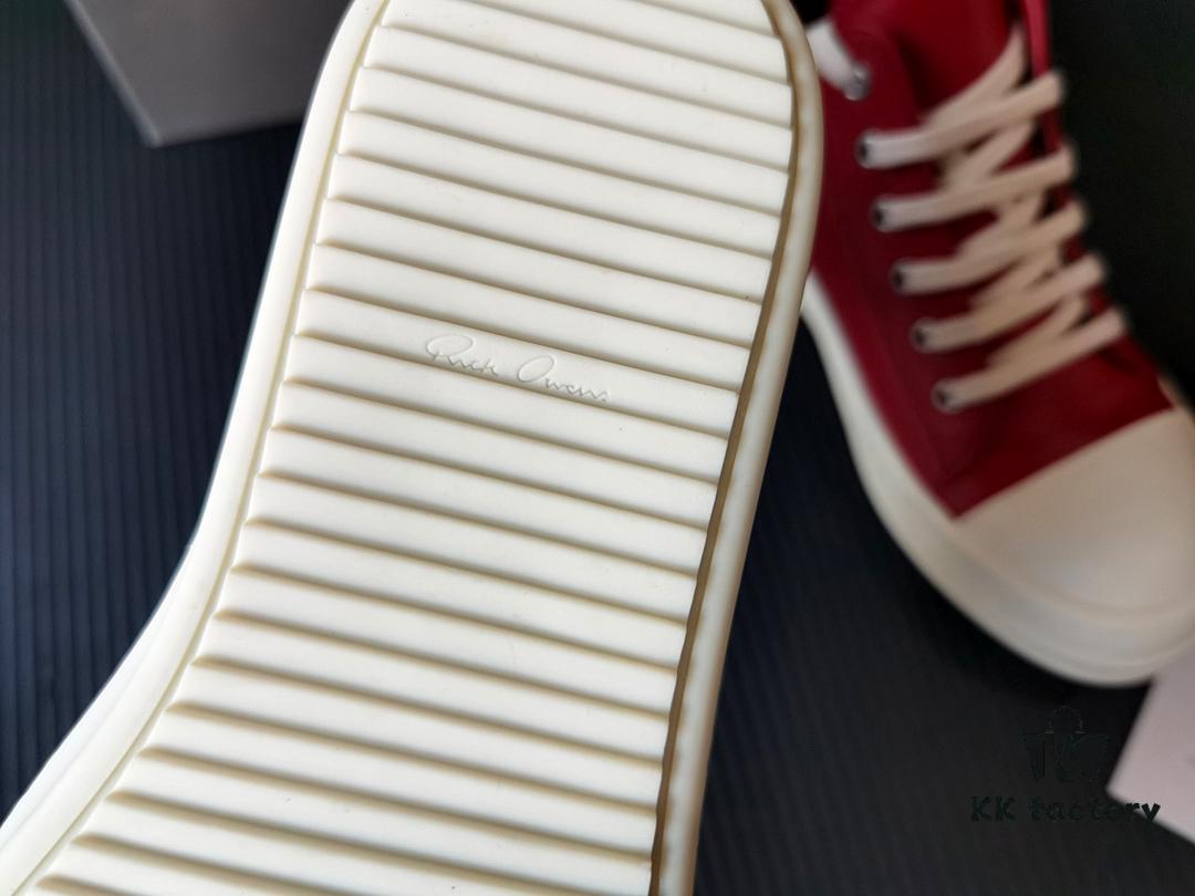 Rick Owens Deep Crimson Leather Low-top Shoes