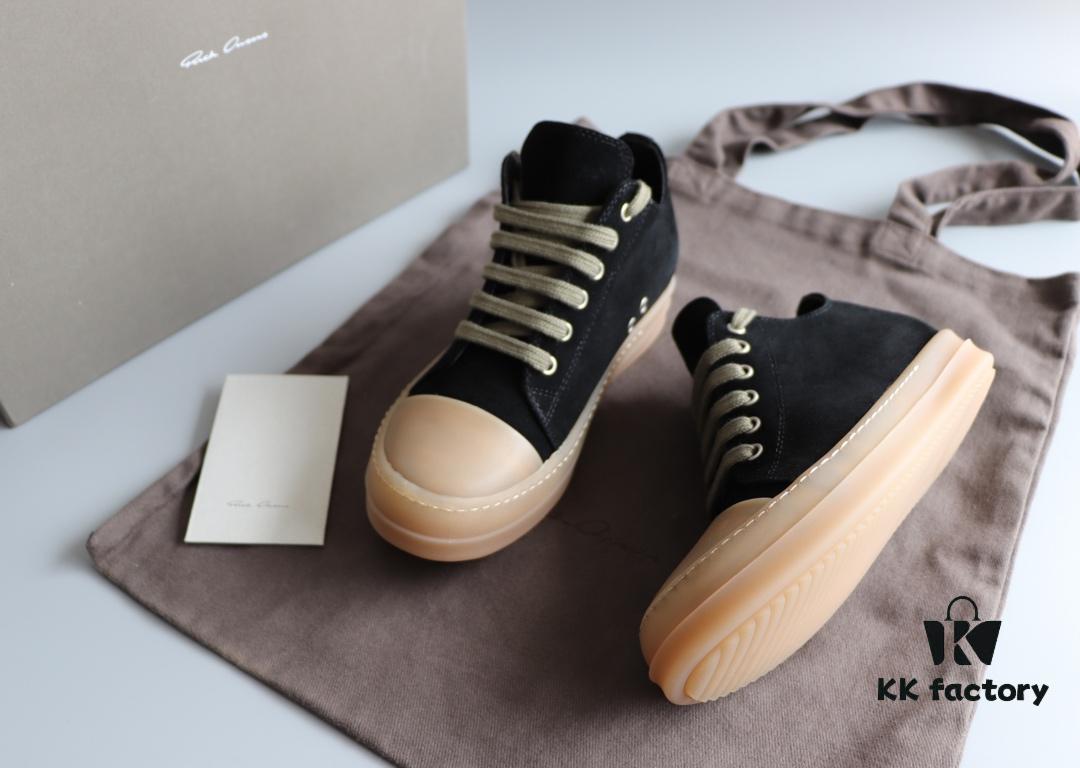 Rick Owens Style Low-Cut Cowhide with Apricot Sole