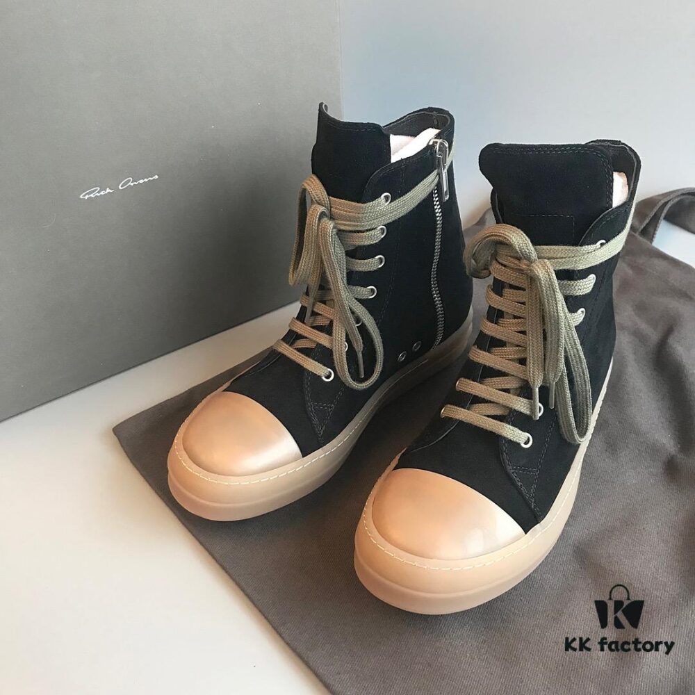 Rick Owens Style High-Top Converse-Inspired Sneakers with Apricot Sole
