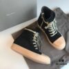 Rick Owens Style High-Top Converse-Inspired Sneakers with Apricot Sole