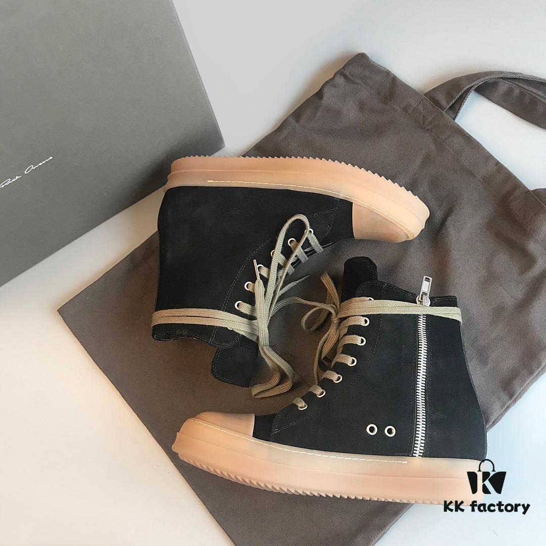 Rick Owens Style High-Top Converse-Inspired Sneakers with Apricot Sole