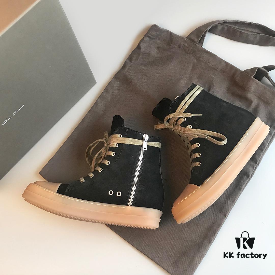 Rick Owens Style High-Top Converse-Inspired Sneakers with Apricot Sole