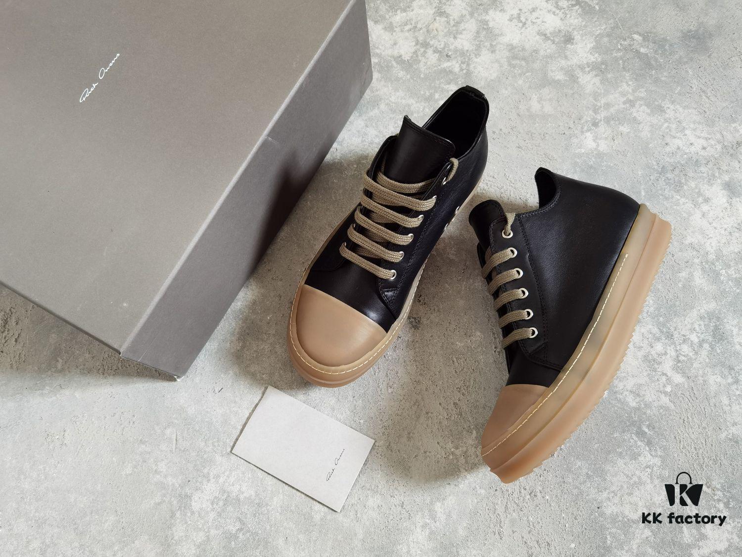 Rick Owens Style Low-Cut Leather Converse with Apricot Sole
