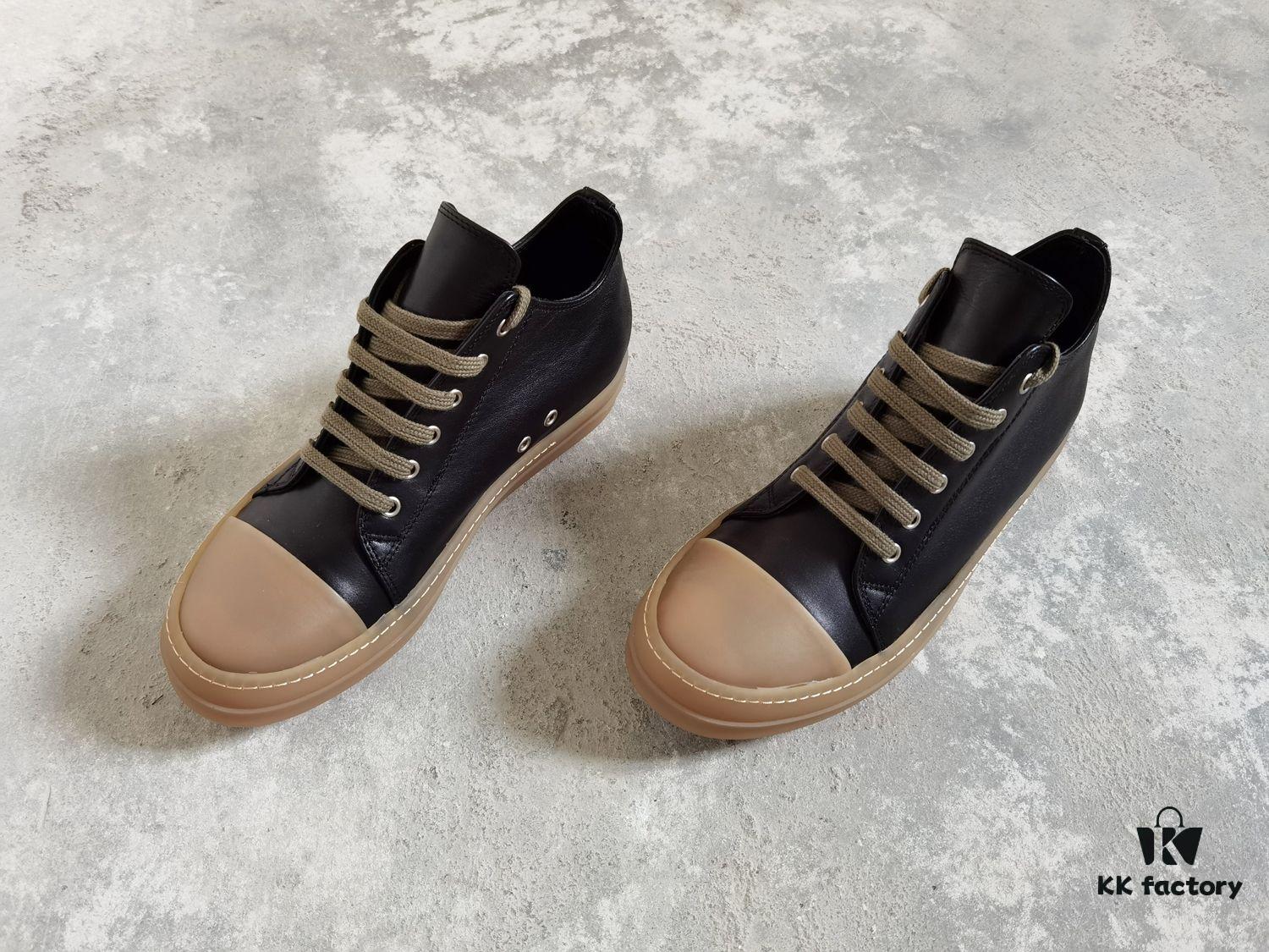 Rick Owens Style Low-Cut Leather Converse with Apricot Sole
