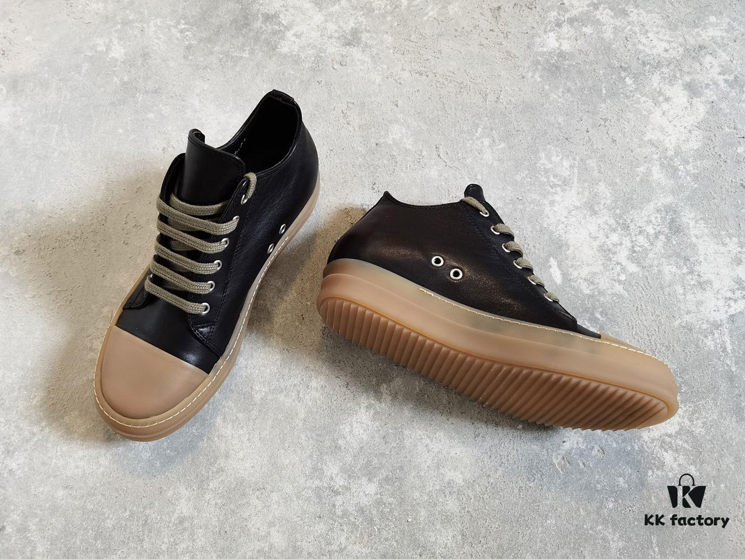 Rick Owens Style Low-Cut Leather Converse with Apricot Sole