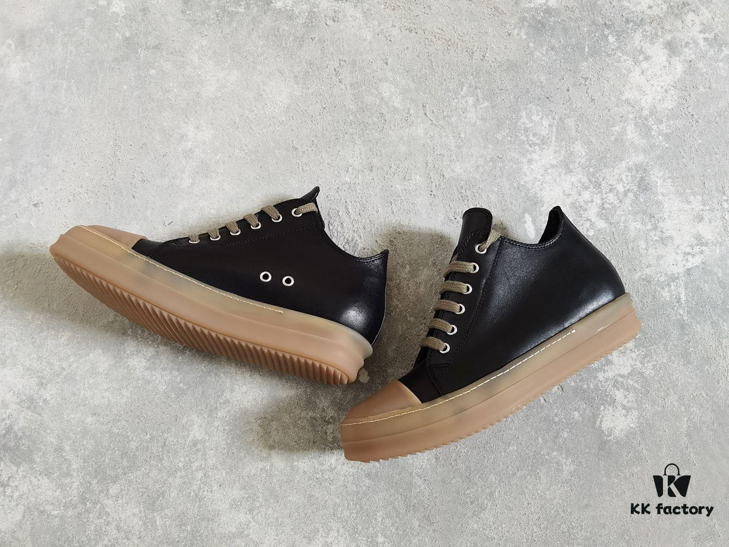 Rick Owens Style Low-Cut Leather Converse with Apricot Sole