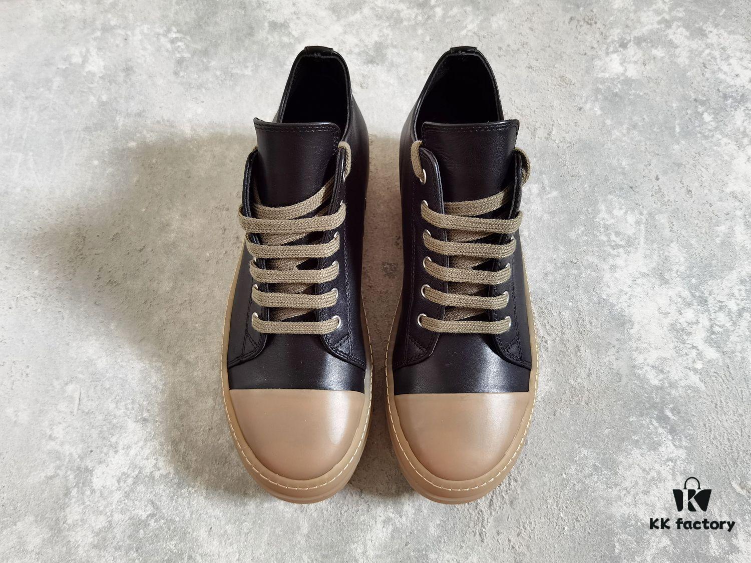 Rick Owens Style Low-Cut Leather Converse with Apricot Sole
