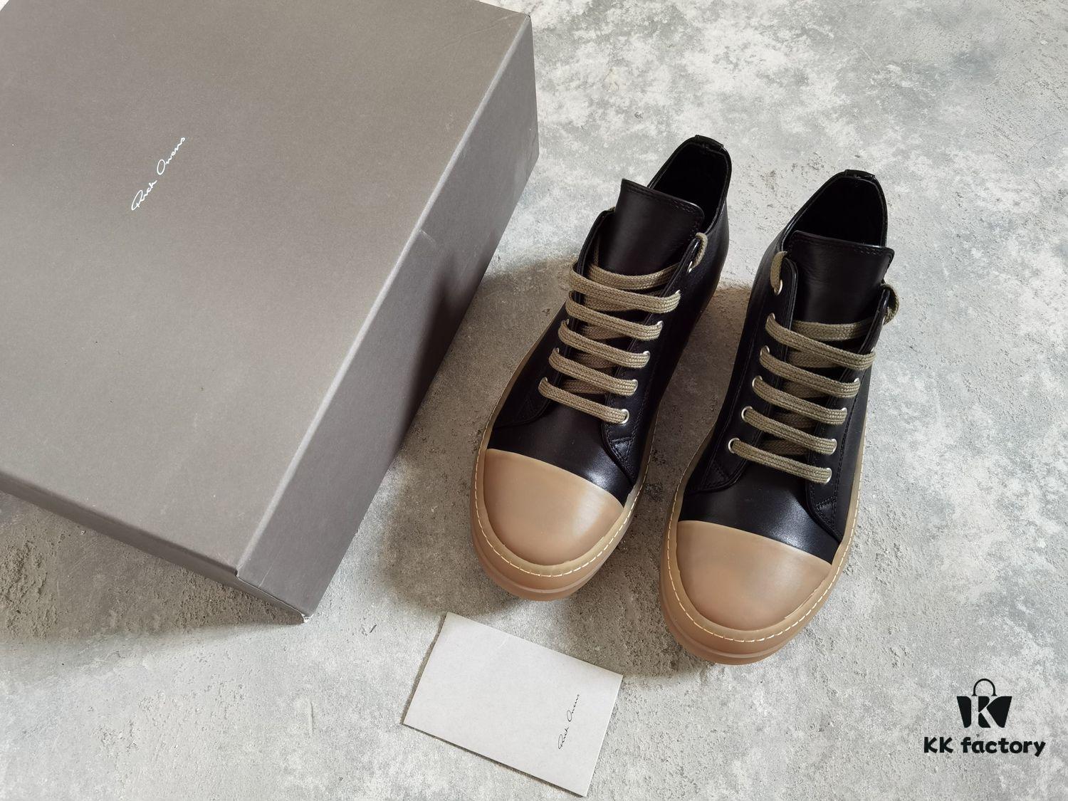 Rick Owens Style Low-Cut Leather Converse with Apricot Sole