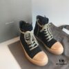 Rick Owens Style High-Top Converse-Inspired Sneakers with Apricot Sole