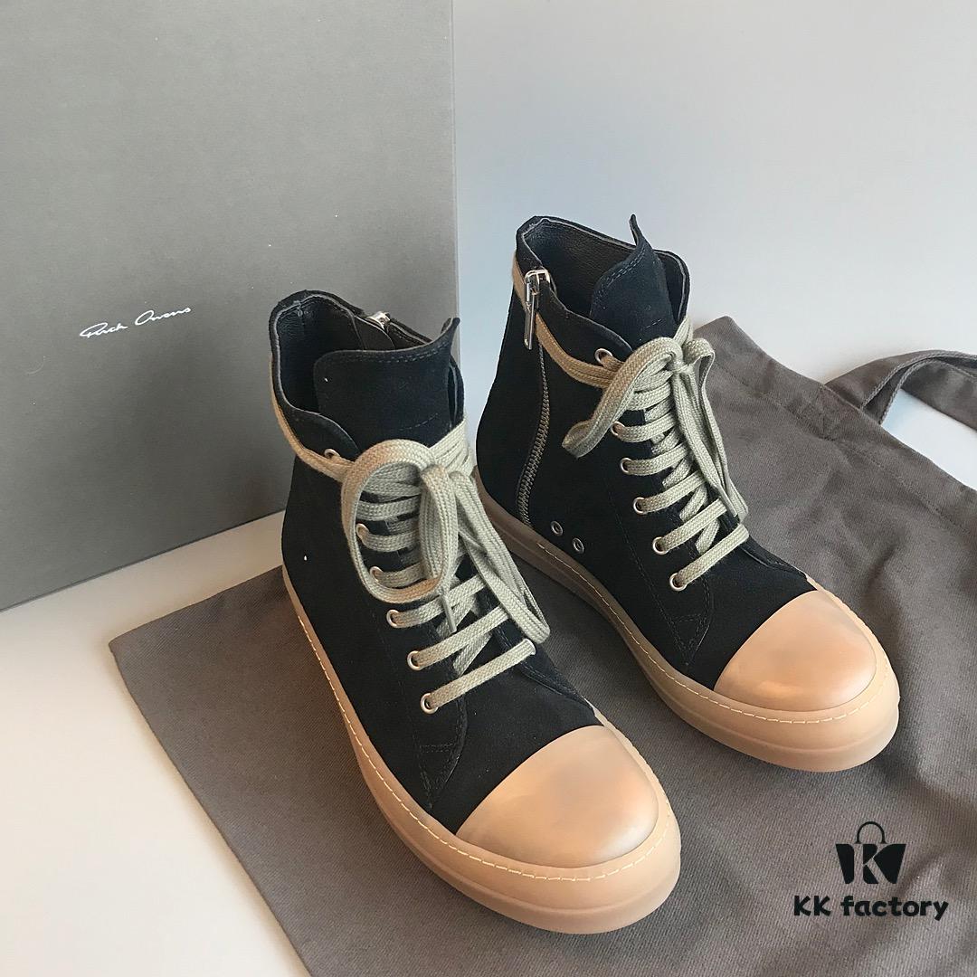 Rick Owens Style High-Top Converse-Inspired Sneakers with Apricot Sole