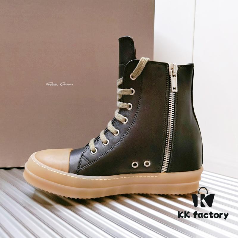 Rick Owens Style High-Top Leather Converse with Apricot Sole