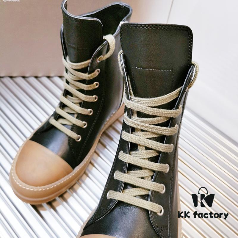 Rick Owens Style High-Top Leather Converse with Apricot Sole