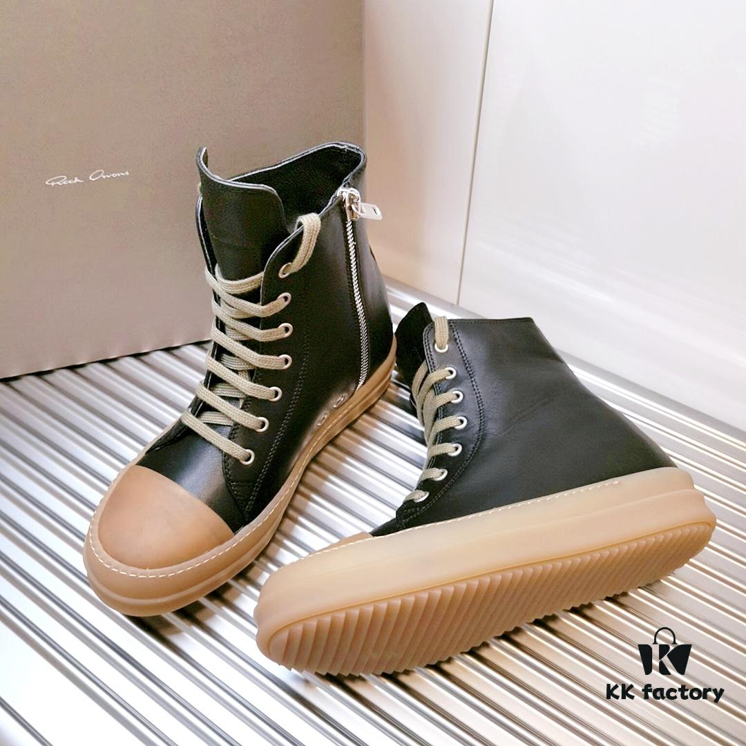 Rick Owens Style High-Top Leather Converse with Apricot Sole