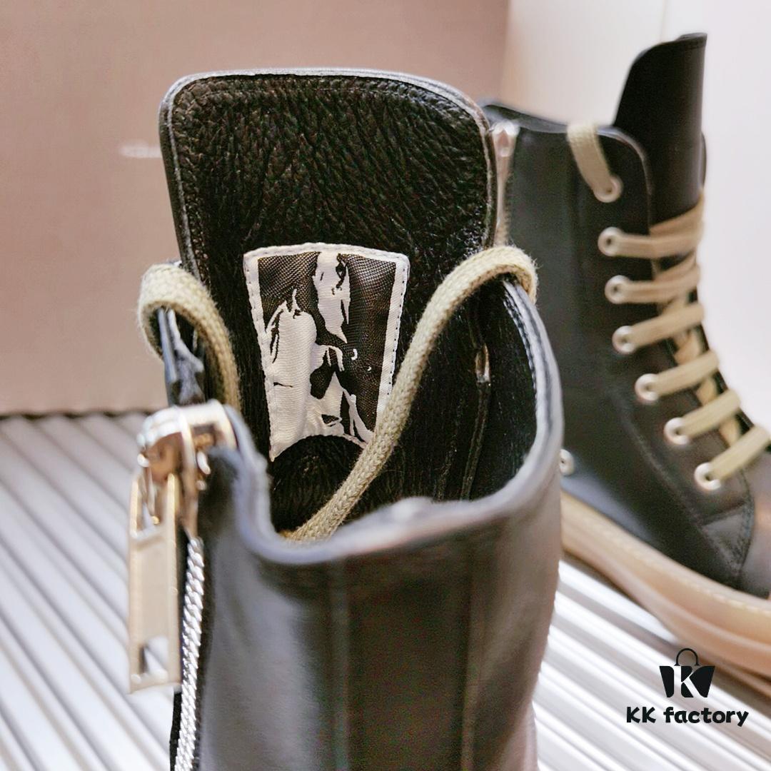 Rick Owens Style High-Top Leather Converse with Apricot Sole