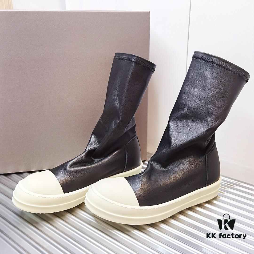 Rick Owens Style Short Elastic Boots in Genuine Lamb Leather