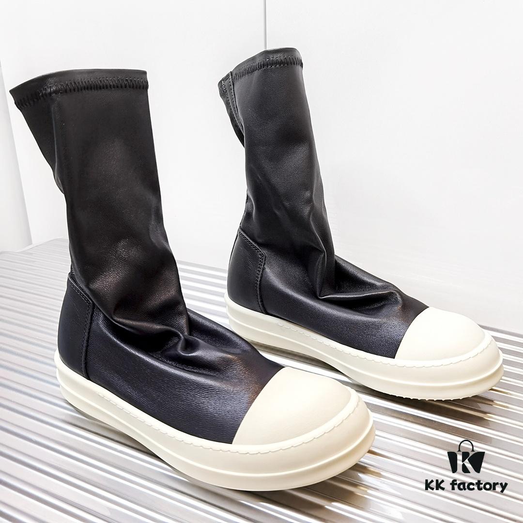 Rick Owens Style Short Elastic Boots in Genuine Lamb Leather