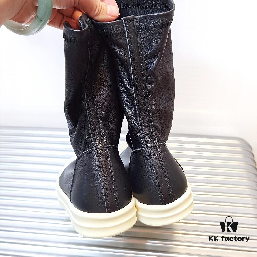 Rick Owens Style Short Elastic Boots in Genuine Lamb Leather