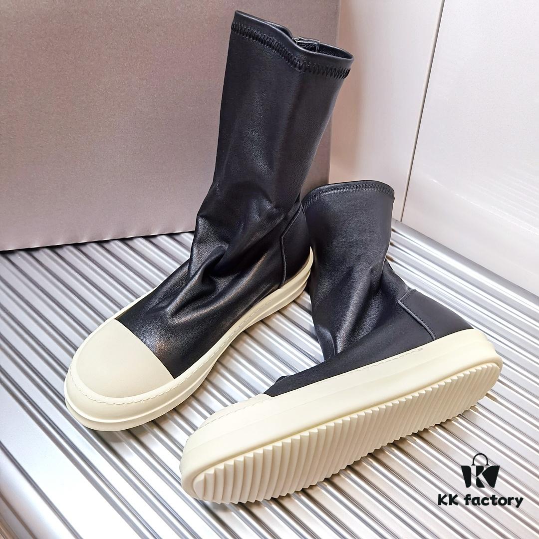 Rick Owens Style Short Elastic Boots in Genuine Lamb Leather