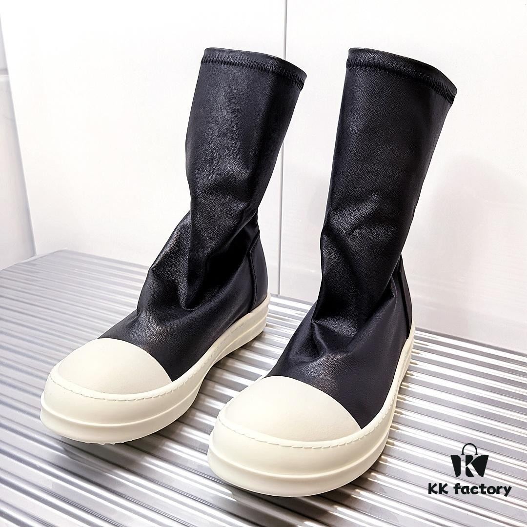 Rick Owens Style Short Elastic Boots in Genuine Lamb Leather