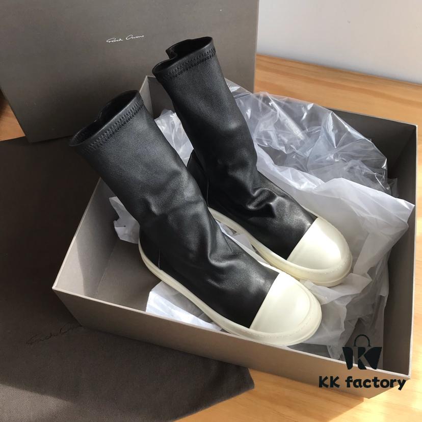 Rick Owens Style Short Elastic Boots in Genuine Lamb Leather