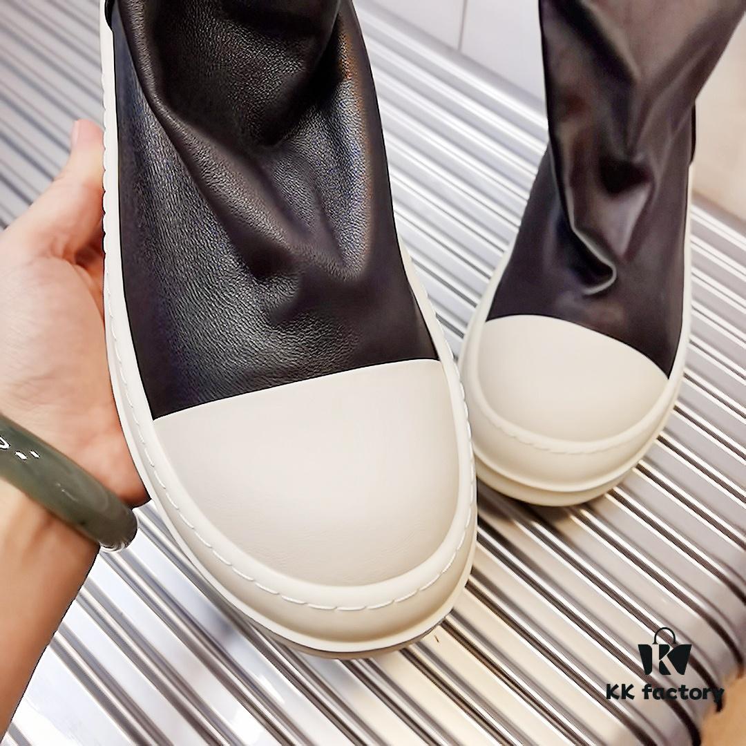 Rick Owens Style Short Elastic Boots in Genuine Lamb Leather