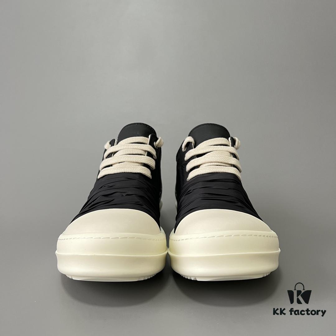 Rick Owens DRKSHDW Low-Top Black Nylon Mesh Composite with Wrinkled Texture