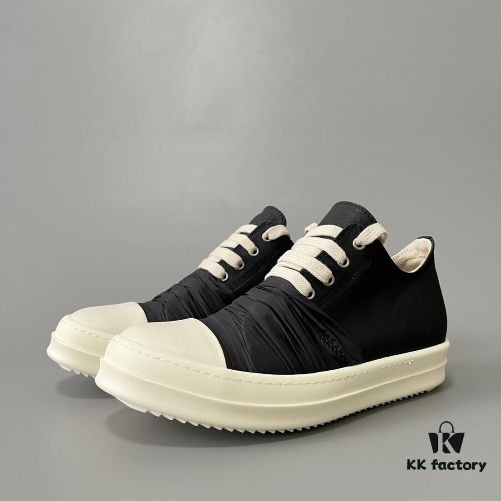 Rick Owens DRKSHDW Low-Top Black Nylon Mesh Composite with Wrinkled Texture