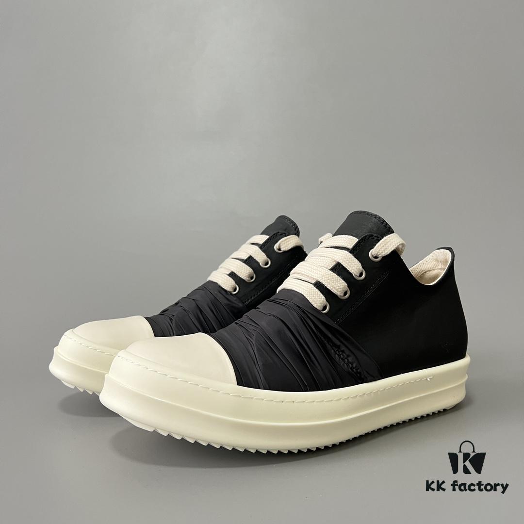 Rick Owens DRKSHDW Low-Top Black Nylon Mesh Composite with Wrinkled Texture