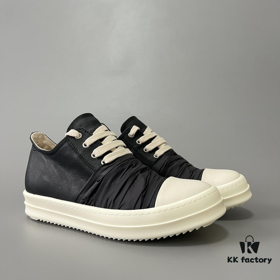Rick Owens DRKSHDW Low-Top Black Nylon Mesh Composite with Wrinkled Texture
